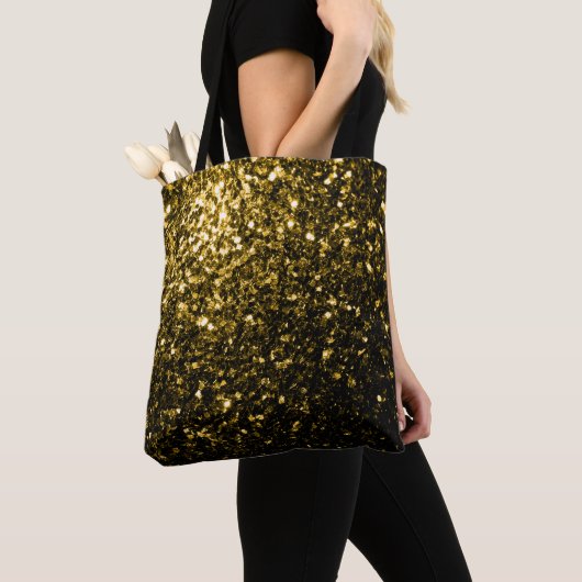 Donkergouden glanzende faux glitter schittert tote bag (Dichtbij)