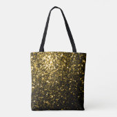 Donkergouden glanzende faux glitter sparkle Monogr Tote Bag (Achterkant)