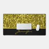 Donkergouden glitter fonkelt en zwart Custom name Bureaumat (Keyboard & Muis)