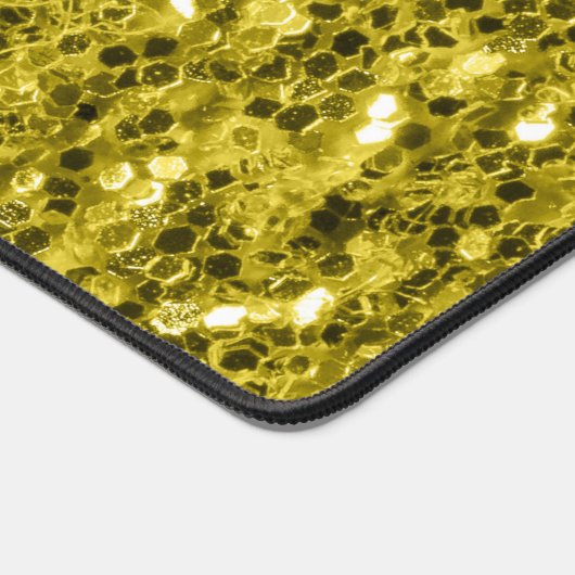 Donkergouden glitter sprankelt bling bureaumat (Hoek)