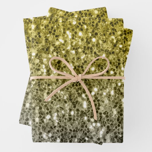 Donkergouden zilveren faux glitter sprankelt bling inpakpapier vel (In situ)