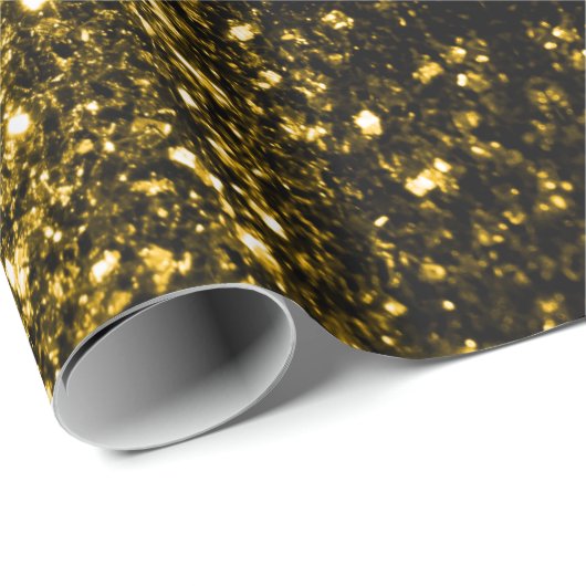 Donkergoudgele faux glitter sparkles 16 cadeaupapier (Rol Hoek)