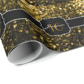 Donkergoudgele faux glitter sparkles 16 cadeaupapier (Rol Hoek)