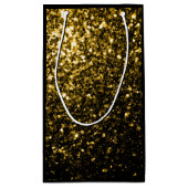 Donkergoudgele faux glitter sparkles 16 klein cadeauzakje (Achterkant)