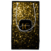 Donkergoudgele faux glitter sparkles 16 klein cadeauzakje (Voorkant)