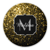 Donkergoudgele nevel keramische knop (Voorkant)