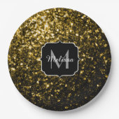 Donkergoudgele nevel papieren bordje (Voorkant)