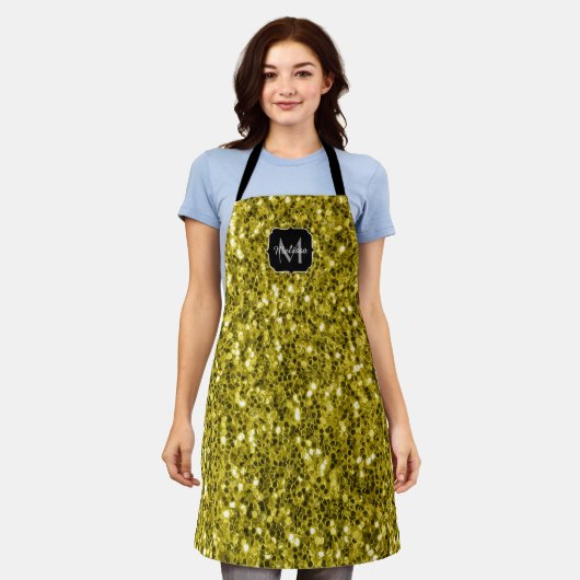 Donkergoudgele nevel schort (Gedragen)