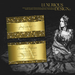 Donkergoudglitter Sparkle Stars Initialen Golden Visitekaartje