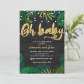 Donkergoudtropische Baby shower Kaart (Staand voorkant)