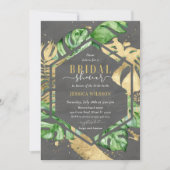 Donkergoudtropische bridale doucheuitnodiging kaart (Voorkant)