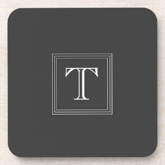 Donkergrijs aangepast monogram set van 6 Onderzett Bier Onderzetter (Voorkant)