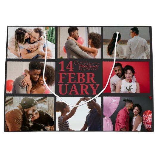 Donkergrijs | Aangepaste fotoHappy Valentijnsdag Groot Cadeauzakje (Voorkant)