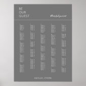Donkergrijs alfabetische bruiloft zitgrafiek poster (Voorkant)