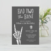 Donkergrijs Bad Two The Bone 2e verjaardagsfeestje Kaart (Staand voorkant)