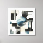 Donkergrijs Blauw Beige Zwart Abstract Kunstpatroo Canvas Afdruk (Voorkant)