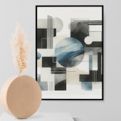 Donkergrijs Blauw Beige Zwart Abstract Kunstpatroo Poster