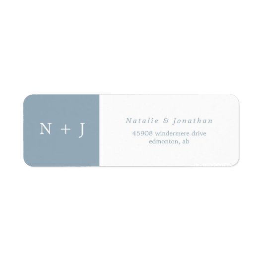 Donkergrijs blauw minimalistische bruidegom initia etiket (Voorkant)