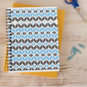 Donkergrijs blauw naam Geometric Herringbone Notitieboek