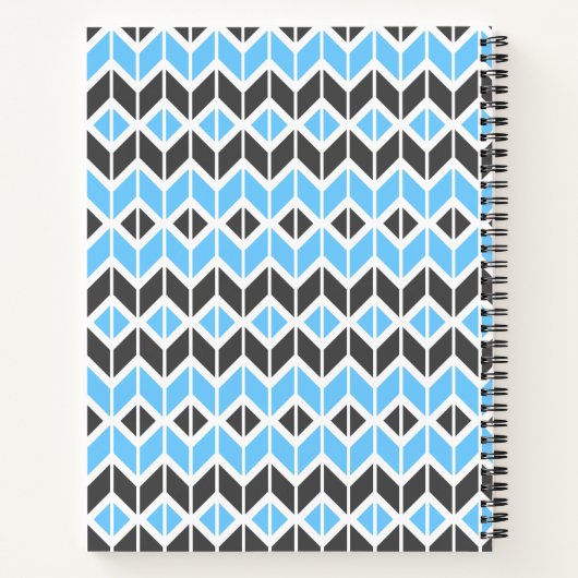 Donkergrijs blauw naam Geometric Herringbone Notitieboek (Achterkant)