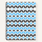Donkergrijs blauw naam Geometric Herringbone Notitieboek (Voorkant)