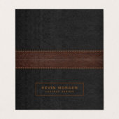 Donkergrijs & bruin gestikt faux leer visitekaartje (Buitenkant ongevouwen)