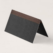 Donkergrijs & bruin gestikt faux leer visitekaartje (Achterkant)