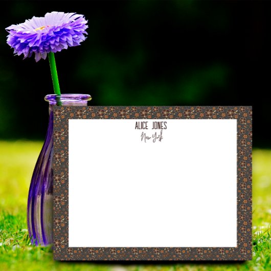 Donkergrijs bruin patroon natuurlijke bloem notitieblok