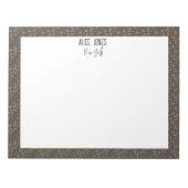 Donkergrijs bruin patroon natuurlijke bloem notitieblok (Voorkant)