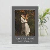 Donkergrijs Budget Trouwkoppels Douche Foto Bedankkaart (Staand voorkant)