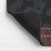 Donkergrijs Camouflage Patroon en leder Muismat (Hoek)