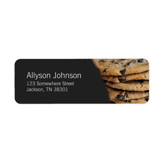 Donkergrijs & Chocolade Chip Cookies Adresetikette Etiket (Voorkant)