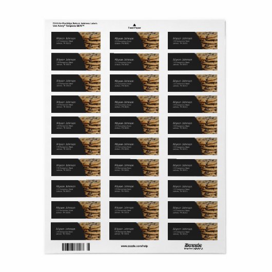 Donkergrijs & Chocolade Chip Cookies Adresetikette Etiket (Full Sheet)