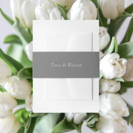 Donkergrijs Eenvoudige gestileerde naam bruiloft Uitnodigingen Wikkel