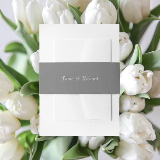 Donkergrijs Eenvoudige gestileerde naam bruiloft Uitnodigingen Wikkel