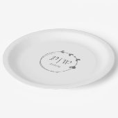 Donkergrijs Eenvoudige Hart Krans Monogram Trouwen Papieren Bordje (Gekanteld)