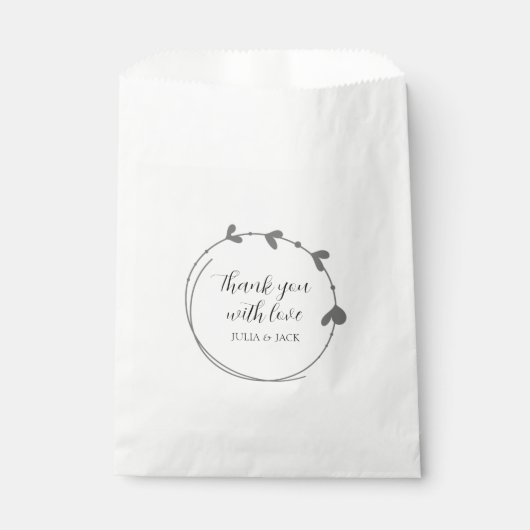 Donkergrijs Eenvoudige krans bruiloft Bedankzakje (Voorkant)