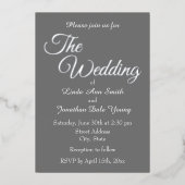 Donkergrijs eenvoudige stijl bruiloft folie uitnodiging (Voorkant)