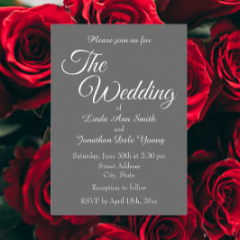 Donkergrijs eenvoudige stijl bruiloft folie uitnodiging