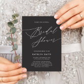 Donkergrijs Elegant Script Minimalist Vrijgezellen Uitnodiging Briefkaart