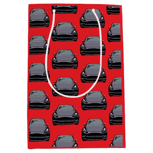 Donkergrijs Elektrisch voertuig SUV Auto Rood Medium Cadeauzakje (Voorkant)