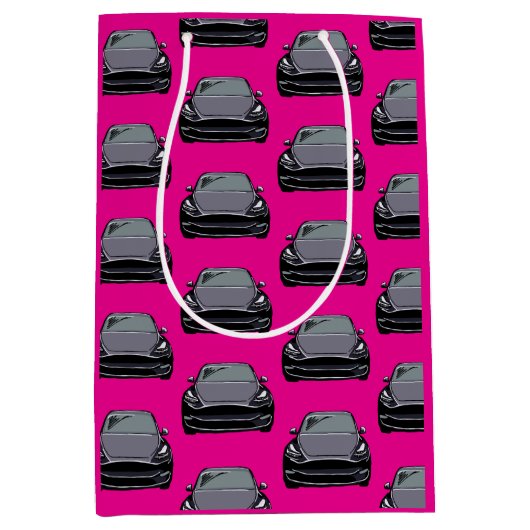 Donkergrijs Elektrisch voertuig SUV Auto Roze Medium Cadeauzakje (Voorkant)