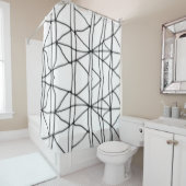 Donkergrijs en Abstract gordijn met witte douche (In situ)