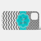 Donkergrijs en blauwe Chevron, op maat gemaakt Case-Mate iPhone Case (Achterkant (horizontaal))