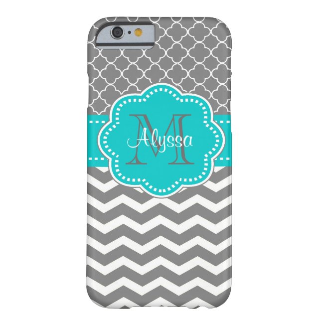 Donkergrijs en blauwe Chevron, speciaal aangepast Case-Mate iPhone Case (Achterkant)