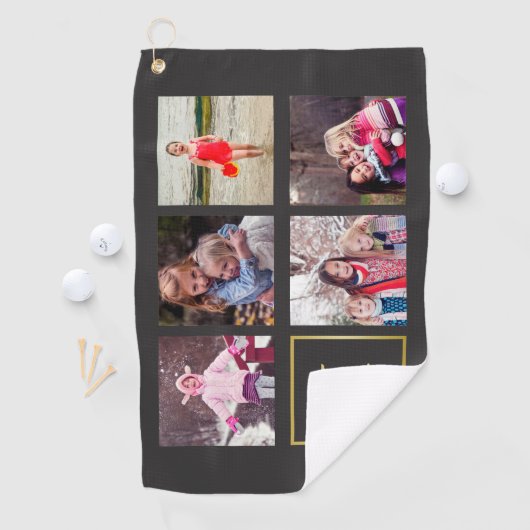 Donkergrijs en bruinkool monogram voor goudfoto's golfhanddoek (Insitu)