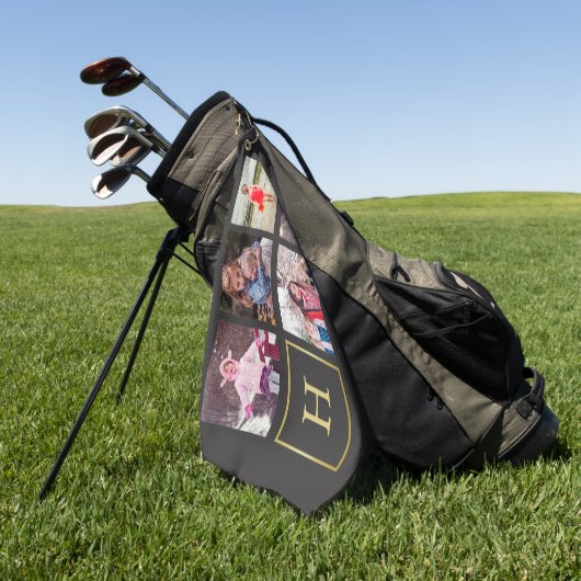 Donkergrijs en bruinkool monogram voor goudfoto's golfhanddoek (Groen)