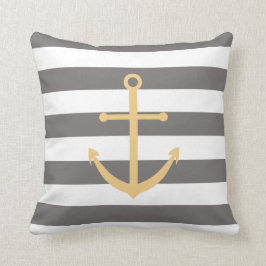 Donkergrijs en gele anker piloot kussen