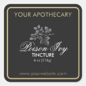 Donkergrijs en goud Apotheker Label Square (Voorkant)