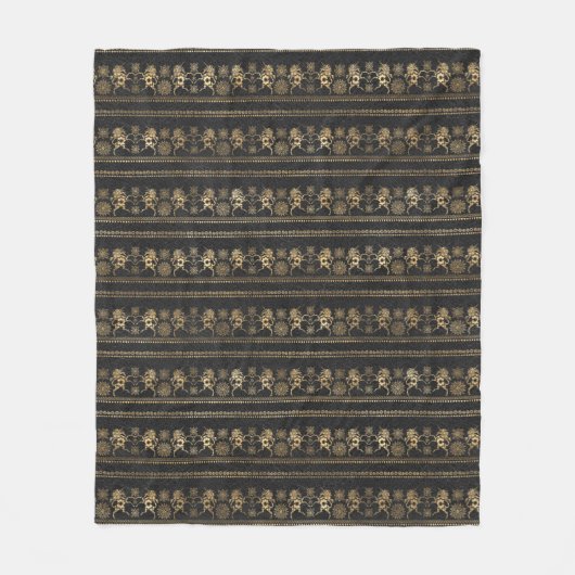 Donkergrijs- en goudblauw-inkorpatroon fleece deken (Voorkant)